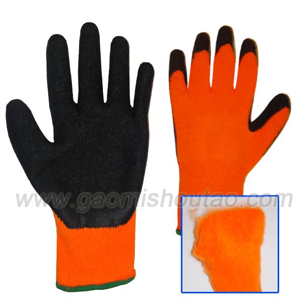 毛圈拉絨乳膠手套 冬季防寒(圖1) 毛圈拉絨乳膠手套